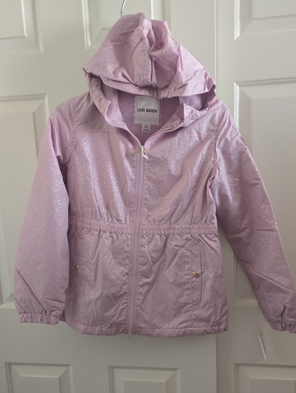 Steve Madden Girls' Light Lavender Hooded Rain Jacket  with Sparkle